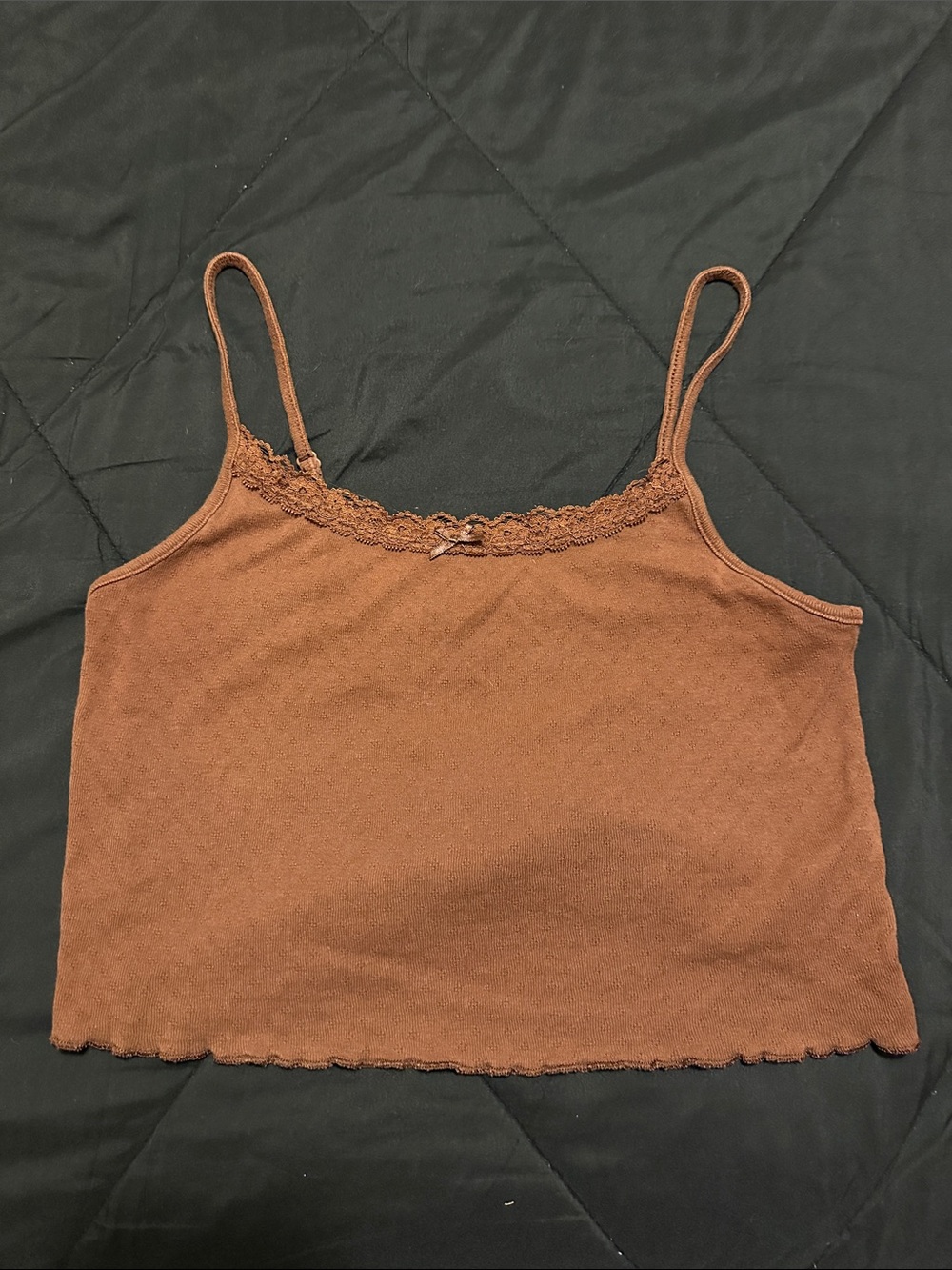 American Eagle Outfitters Brown Lace-Trim Cami Tank
